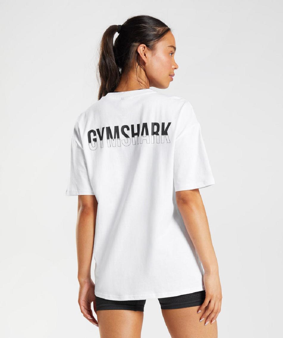 Gymshark Fraction Oversized Ženske T Shirts Bijele | HR 3298EBC